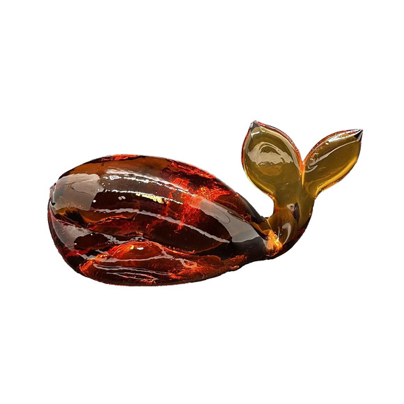 Vtg Amber Whale Paperweight Pilgram Art glass Handmade READ Animals Sea Nautical - Picture 1 of 5